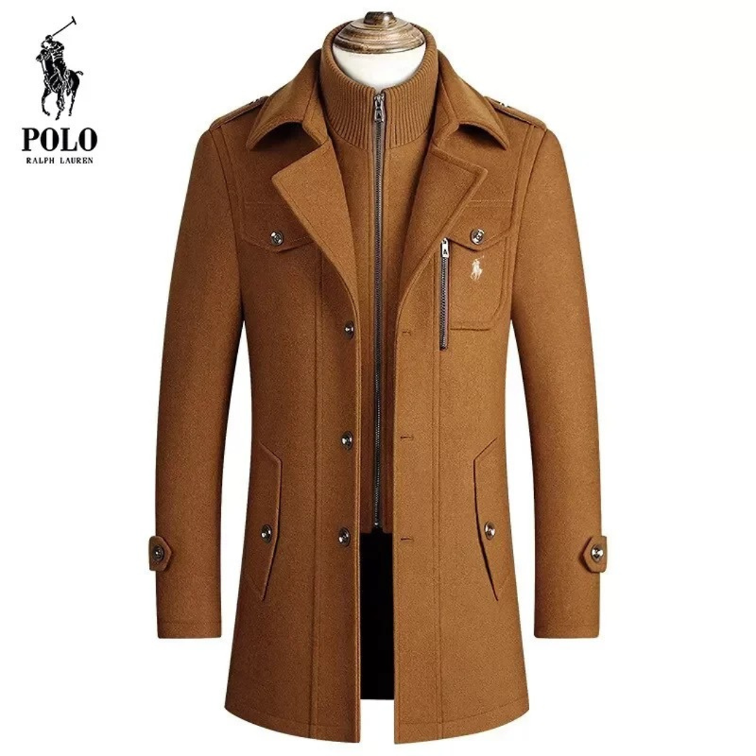 Stijlvolle Herenjas met Opstaande Kraag en Moderne Details