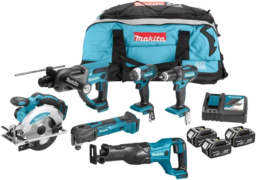 Makita DLX6038T Comboset bestaande uit 6 machines 18v Li-ion met 3x 5.0Ah accu’s