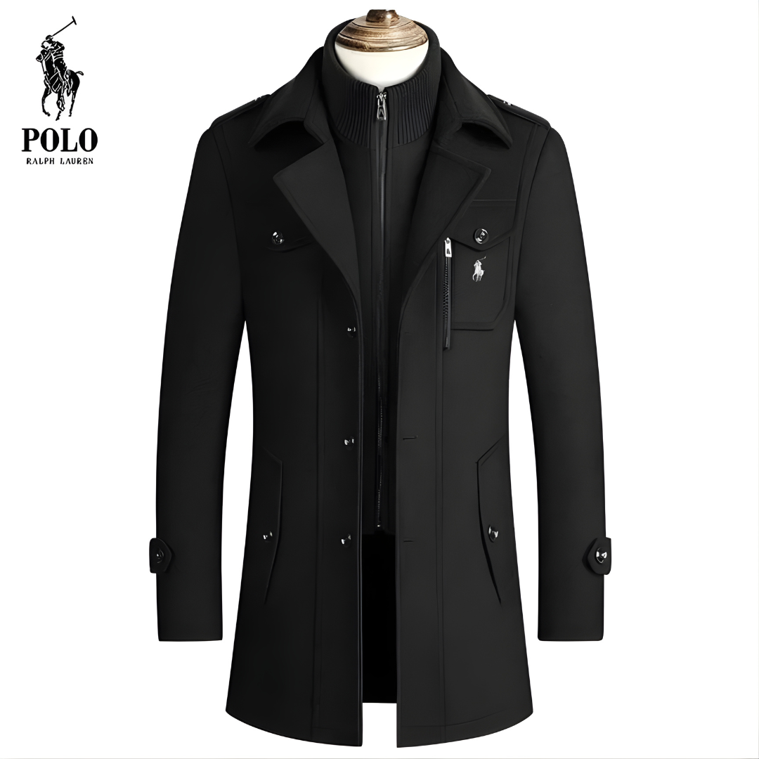 Stijlvolle Herenjas met Opstaande Kraag en Moderne Details