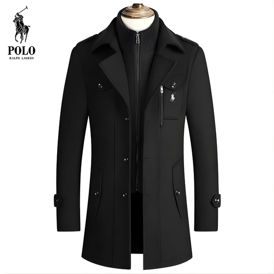 Stijlvolle Herenjas met Opstaande Kraag en Moderne Details