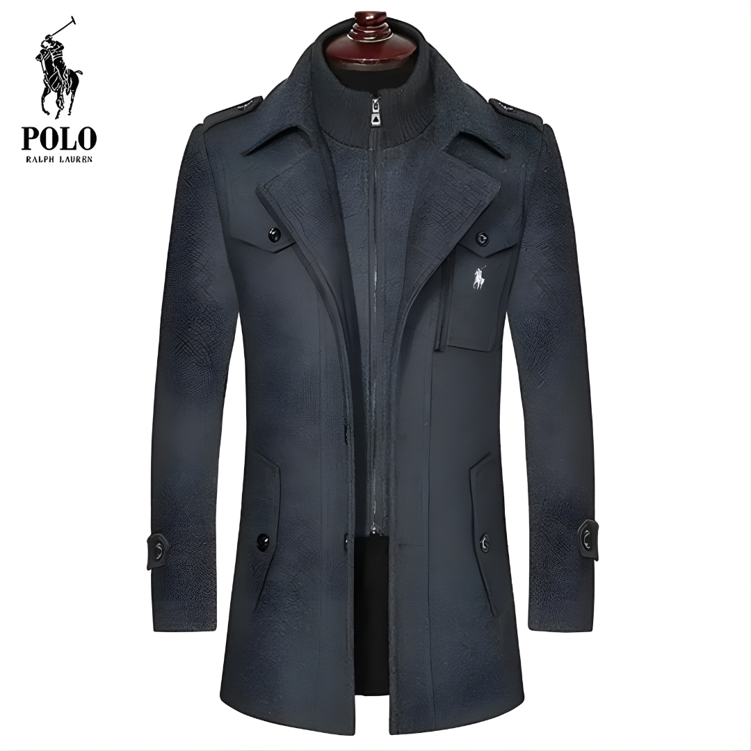 Stijlvolle Herenjas met Opstaande Kraag en Moderne Details