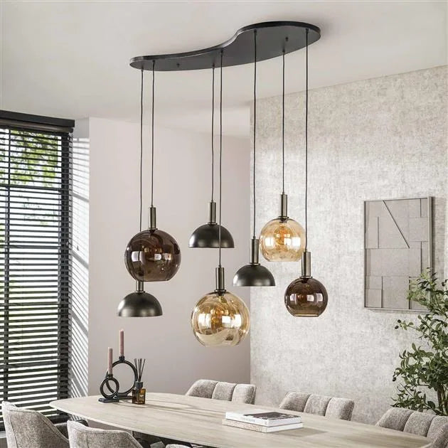 Clemenza 7-Light Pendant Lamp Brown/Amber