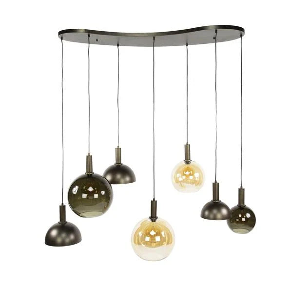 Clemenza 7-Light Hanging Lamp Brown/Amber