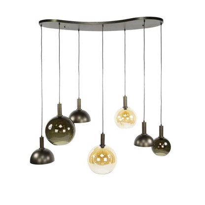 Clemenza 7-Light Hanging Lamp Brown/Amber