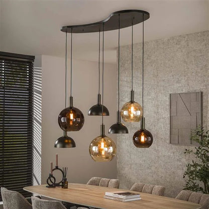 Clemenza 7-Light Hanging Lamp Brown/Amber