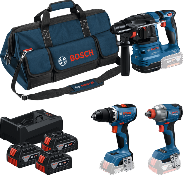 Bosch Blue Battery Tool Kit 3 Toolkit 18V GSR 18V-65 + GWS 18V-8 + GBH 18V-22 | 2x GBA 18V 4.0Ah