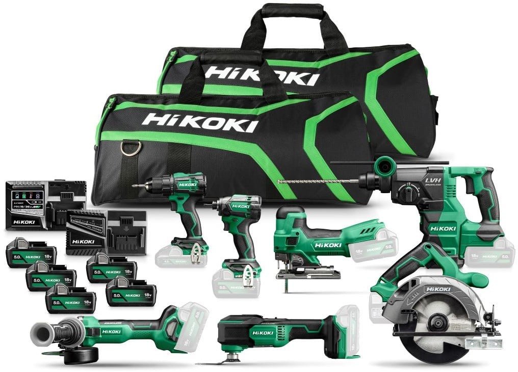 Hikoki KC18H7A 505 18V Value Pack | 7 x 18V Tools | 5 x 5.0 Ah Batteries and Fast Charger