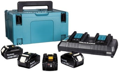 Makita Accessories 18V Li-Ion Battery Starter Set 197626-8 (4x BL1850B 5.0Ah) + Dual Charger