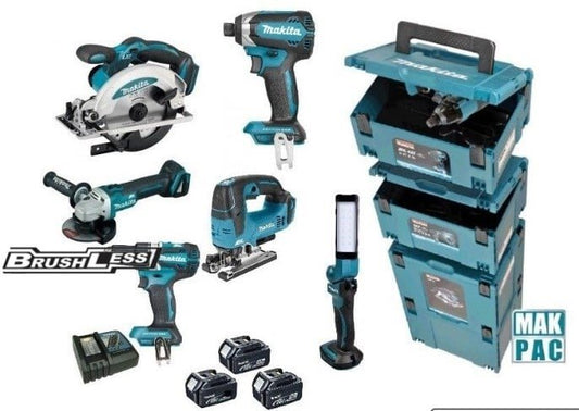 Makita DLX8100J | Combiset 18V | DDF484 + DTD153 + DGA504 + DHS660 + DJV182 | Incl. batteries and charger