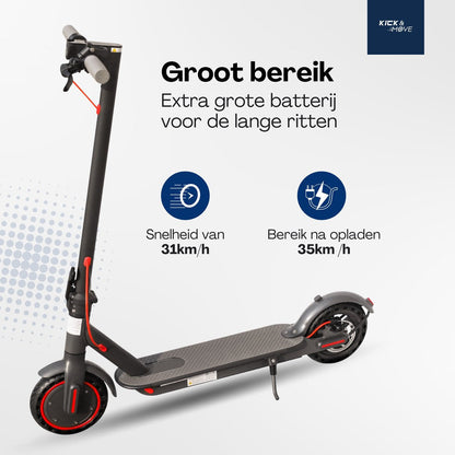 Kick&Move Electric Scooter - Anti-Puncture Tires - 31 km/h - App - LED Lighting - Cruise Control - Shock-Resistant Wheels - Anti-Theft Option