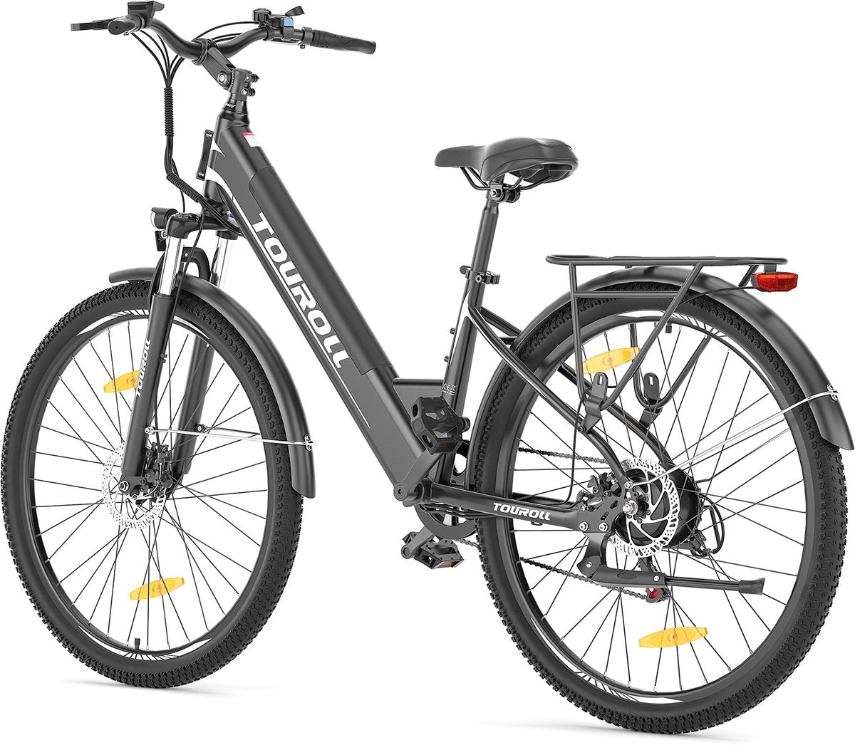 Touroll J1 ST 27.5 inch Trekking Bike with 250W Motor, 36V 15.6Ah Battery, Max 100km Range, 1.8" LCD Display Shimano 7-Speed Disc Brake - Black
